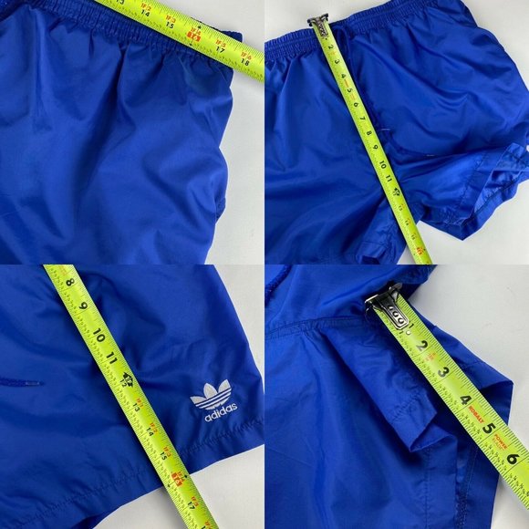 VTG 80s Adidas Track High Shorts Men's Size Large Solid Blue Trifold Polyester - Picture 10 of 10